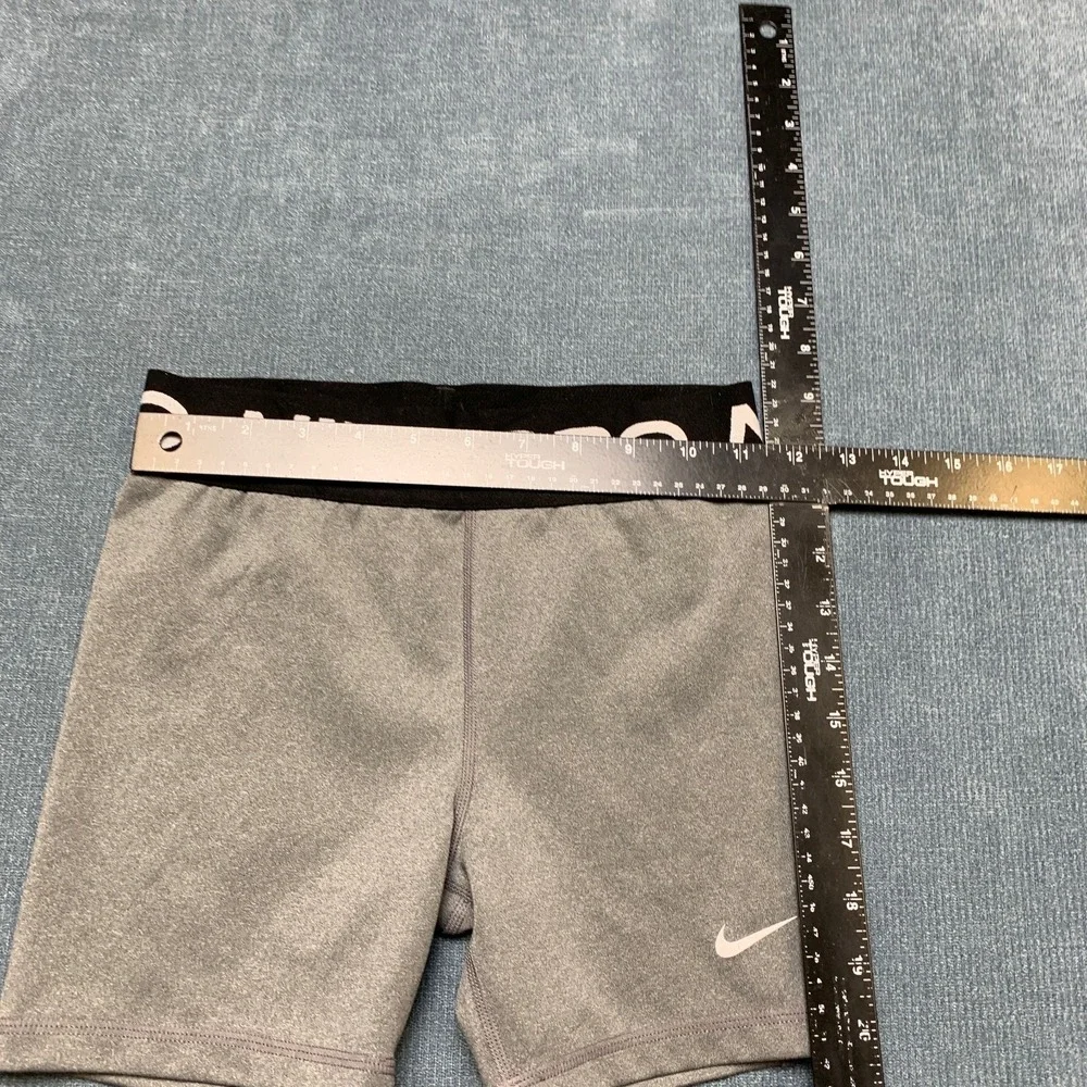 Nike Pro Shorts Girls 23 Heather Gray Dri Fit Training Technology High Waist
